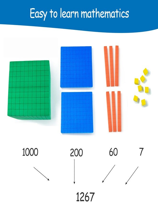 stochastic box Foam Base Ten Set for Math 131 PCS Place Value Blocks,Counting Cubes for Kids Math,Base 10 Math Manipulatives for Early Counting Math Toy in School Home - Image 2